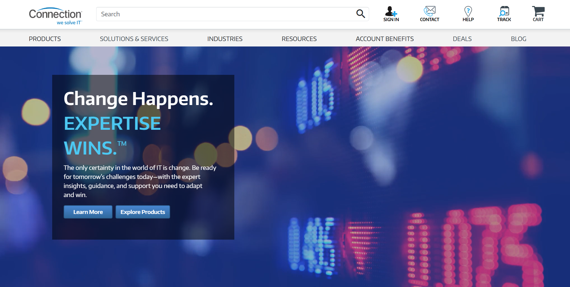 SHI international alternatives - a screenshot of Connection home page 