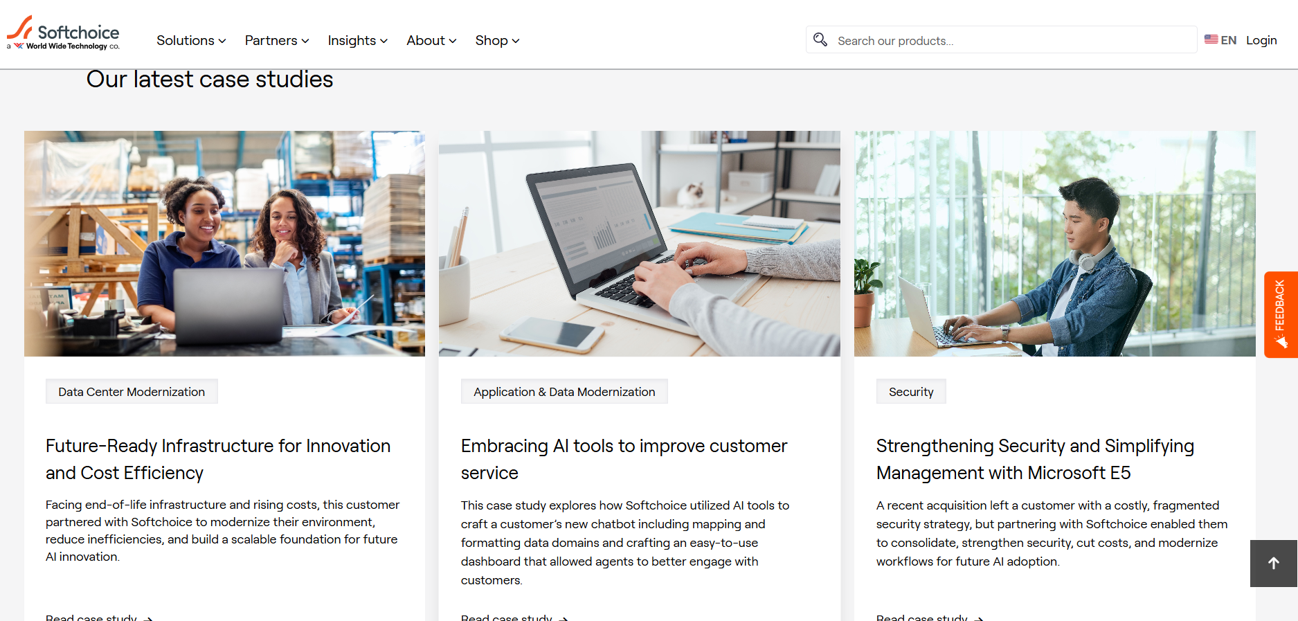 SHI international alternatives - a screenshot of Softchoice home page
