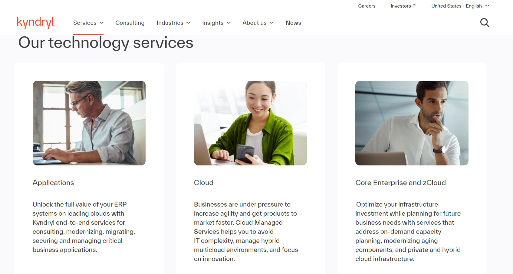 SHI international alternatives - a screenshot of Kyndryl home page 