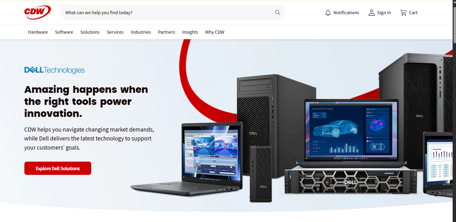 SHI international alternatives - a screenshot of CDW home page