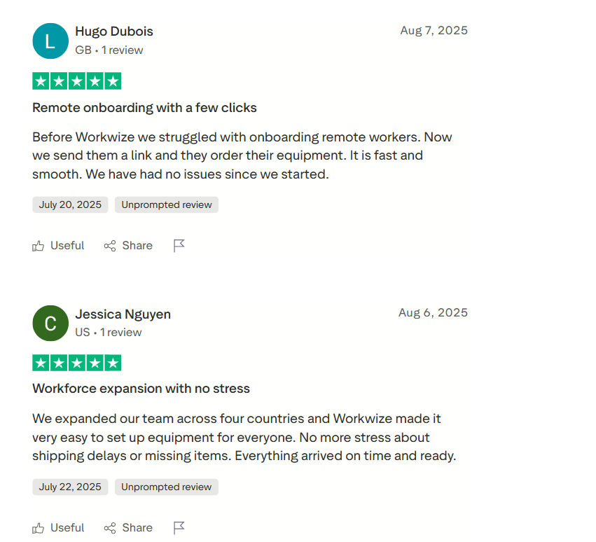 SHI international alternatives - a screenshot of Workwize's Truspiltot reviews