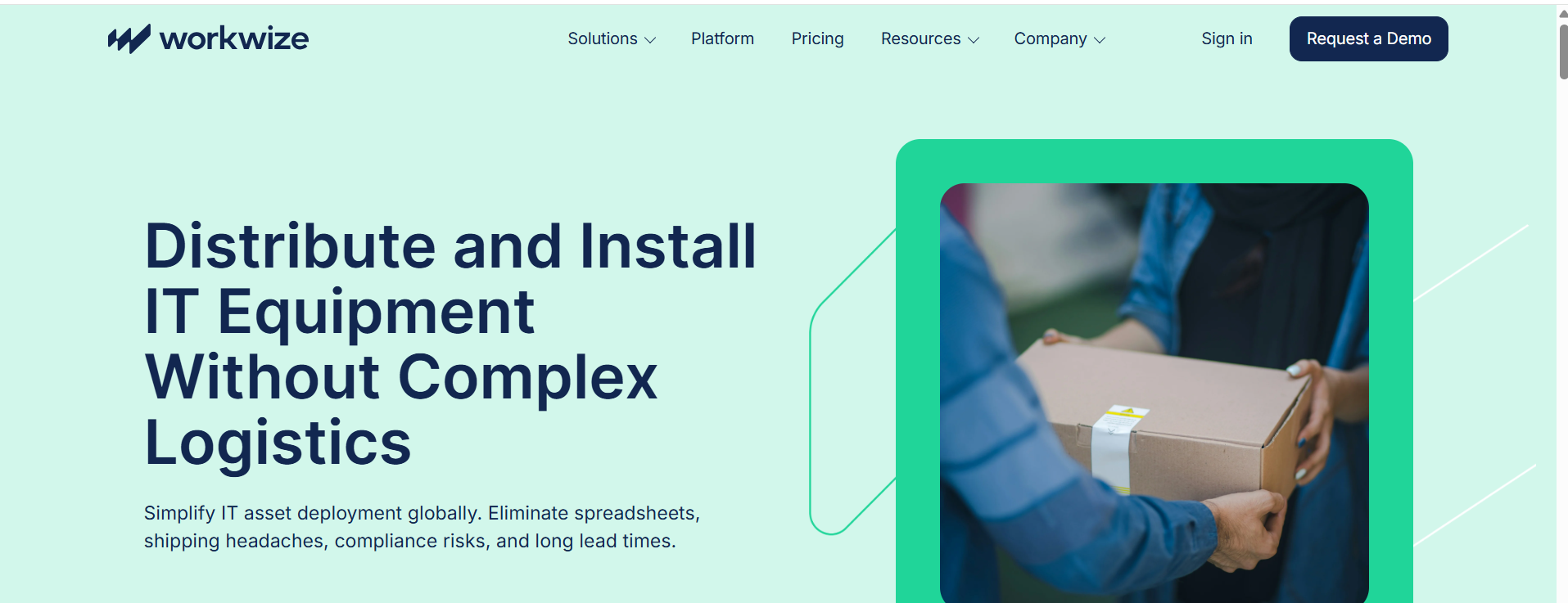 SHI international alternatives - a screenshot of Workwize's home page