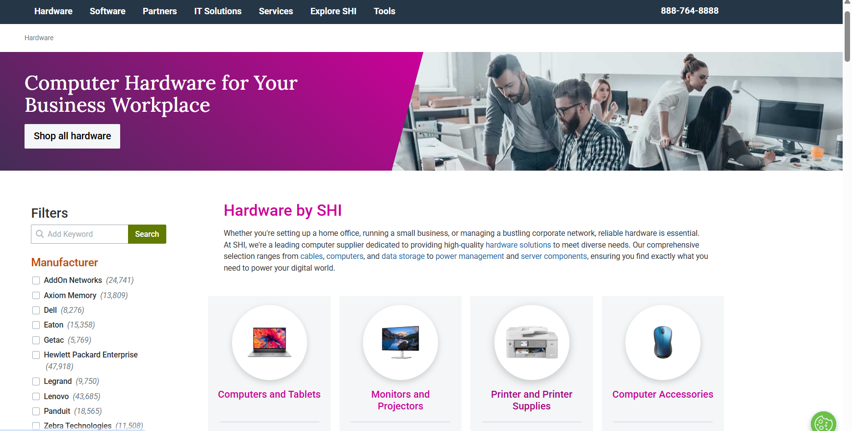 SHI international alternatives - a screenshot of SHI's home page